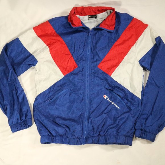 vtg CHAMPION Red White and Blue Full Zip Track Jacket Sz Small US Men Sz Med Wmn - Picture 2 of 14